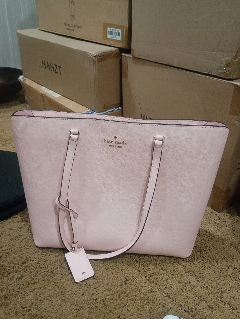 kate spade pale pink Saffiano leather tote